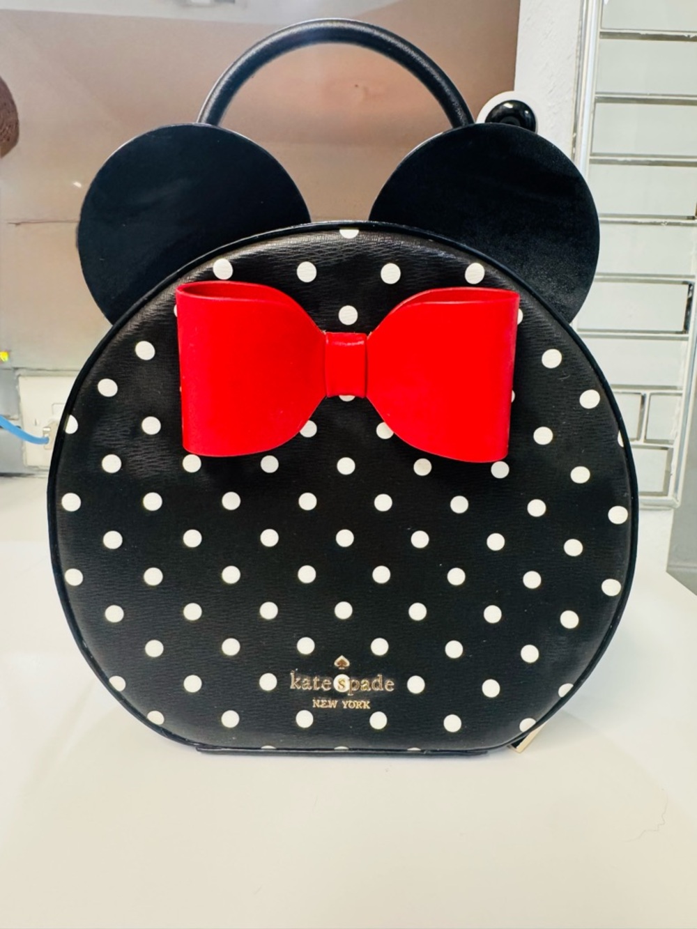 kate spade Kids Black & White Polka Dot Handbag with Red Bow